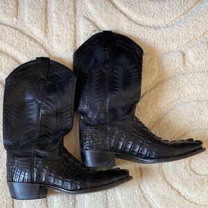 Old West Dark Leather Cowboy Boots